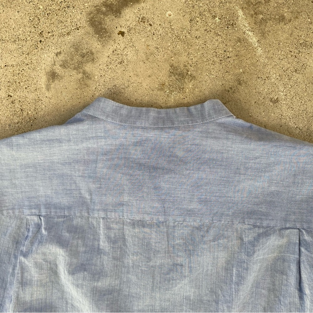 Vince Light Blue Button Down Shirt with Mandarin Collar - Picture 9 of 12